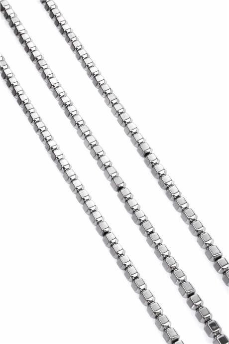 Hematit Taşı Özel Kesim Parlak Gümüş 6x6mm Doğal Taş Dizi