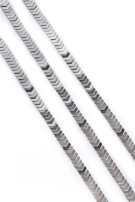Hematit Taşı Çavuş Kesim Parlak Gümüş 6x2mm Doğal Taş Dizi