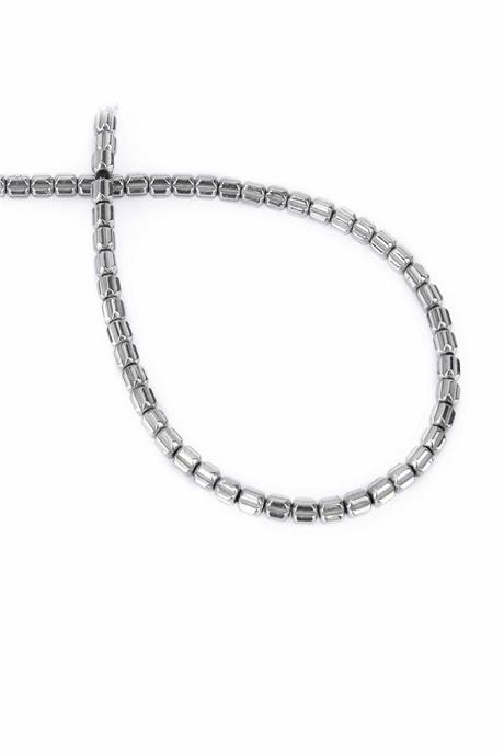 Hematit Taşı Silindir Kesim Parlak Gümüş 4x4mm Doğal Taş Dizi
