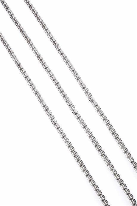 Hematit Taşı Silindir Kesim Parlak Gümüş 4x4mm Doğal Taş Dizi