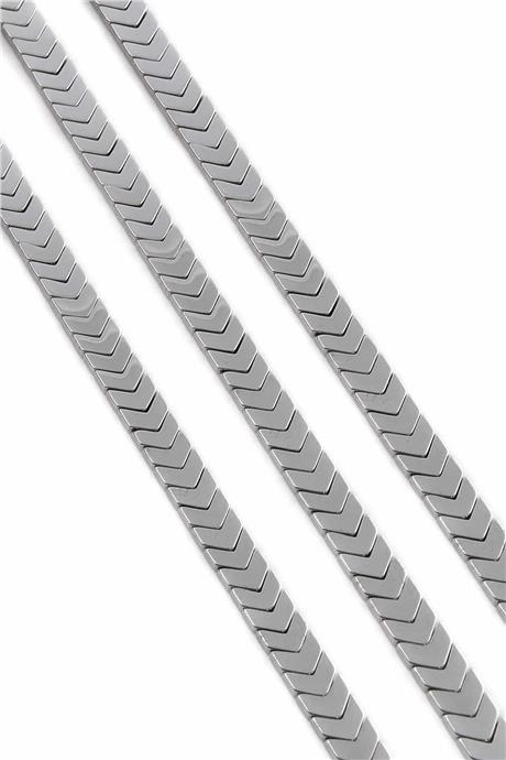 Hematit Taşı Çavuş Kesim Parlak Gümüş 8x3mm Doğal Taş Dizi