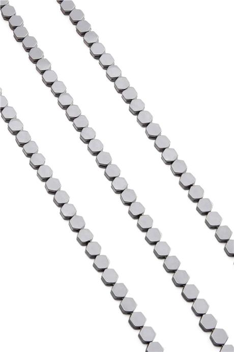 Hematite Natural Stone Shiny Cylinder Hexagon Cut 5x5mm String Of Beads