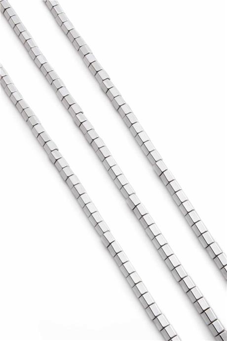 Hematite Natural Stone Shiny Cylinder Hexagon Cut 4x4mm String Of Beads