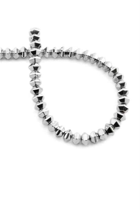 Hematite Natural Stone Shiny Cylinder Hexagon Cut 6x4mm String Of Beads