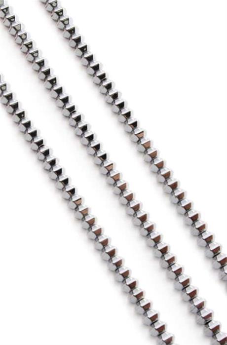Hematite Natural Stone Shiny Cylinder Hexagon Cut 6x4mm String Of Beads