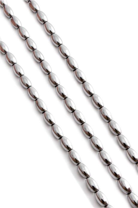 Hematite Natural Stone Shiny Cylinder Barley Cut 5x8mm String Of Beads