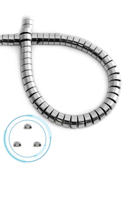 Hematite Natural Stone Shiny Cylinder Dished Cut Double Hole 6x2mm String Of Beads