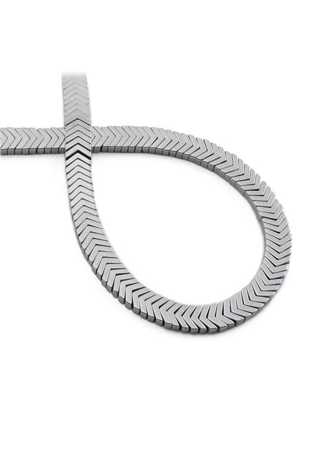 Hematit Taşı Çavuş Kesim Parlak Gümüş 7x1mm Doğal Taş Dizi