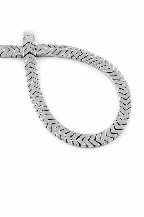 Hematit Taşı Çavuş Kesim Parlak Gümüş 7x2mm Doğal Taş Dizi