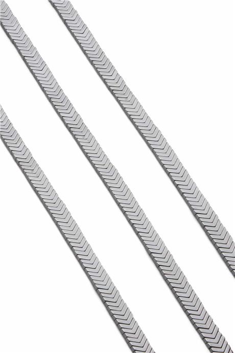 Hematit Taşı Çavuş Kesim Parlak Gümüş 7x1mm Doğal Taş Dizi