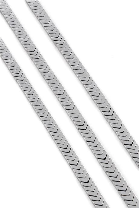 Hematit Taşı Çavuş Kesim Parlak Gümüş 7x2mm Doğal Taş Dizi