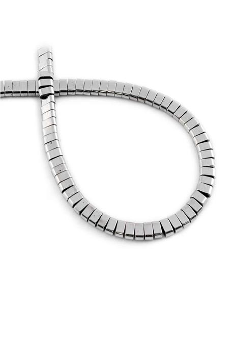 Hematite Natural Stone Shiny Cylinder Double Hole 4x2mm String Of Beads