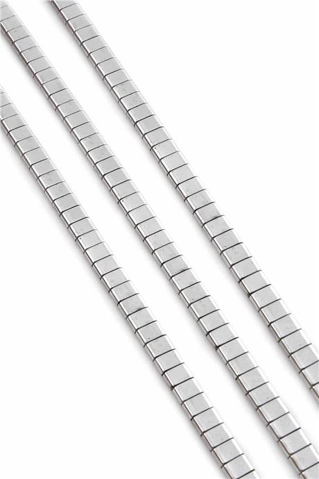 Hematite Natural Stone Shiny Cylinder Double Hole 6x4mm String Of Beads