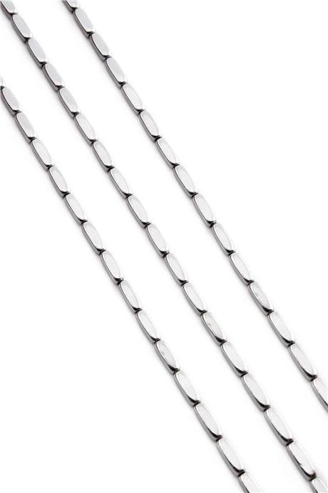 Hematite Natural Stone Shiny Cylinder Rectangular Cut 3x9mm String Of Beads