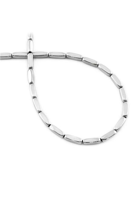 Hematite Natural Stone Shiny Cylinder Rectangular Cut 3x9mm String Of Beads