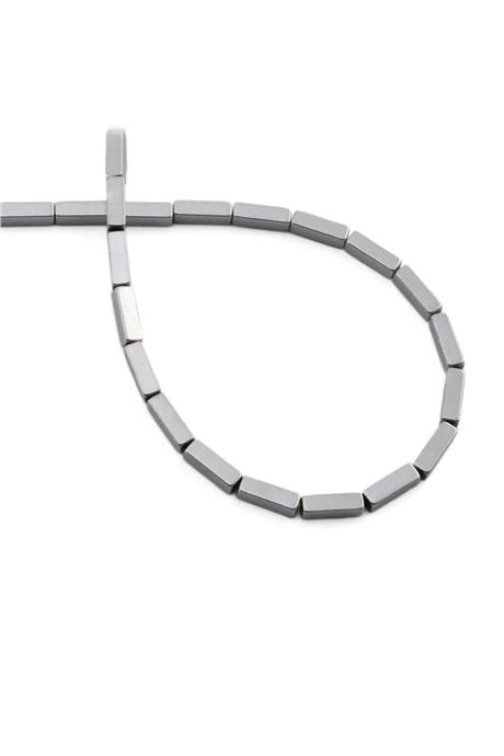 Hematite Natural Stone Shiny Cylinder Rectangular Cut 3x9mm String Of Beads