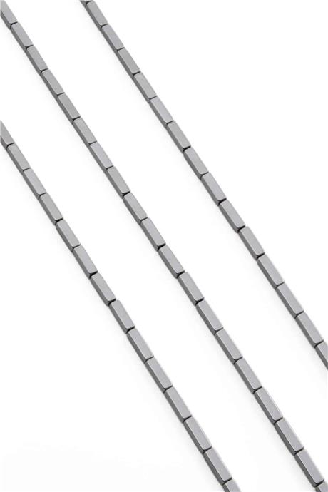 Hematite Natural Stone Shiny Cylinder Rectangular Cut 3x9mm String Of Beads