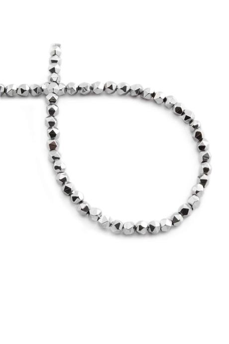 Hematite Natural Stone Shiny Cylinder Hexagonal Cut 4x4mm String Of Beads