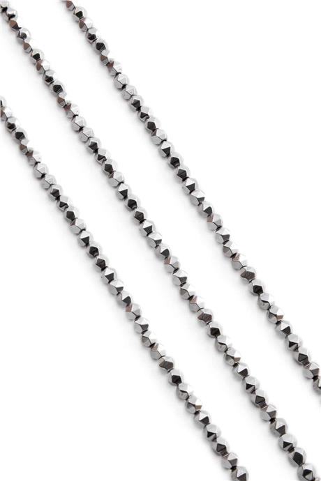 Hematite Natural Stone Shiny Cylinder Hexagonal Cut 4x4mm String Of Beads