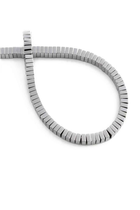 Hematite Natural Stone Shiny Cylinder Square Dore Cut 4x2mm String Of Beads