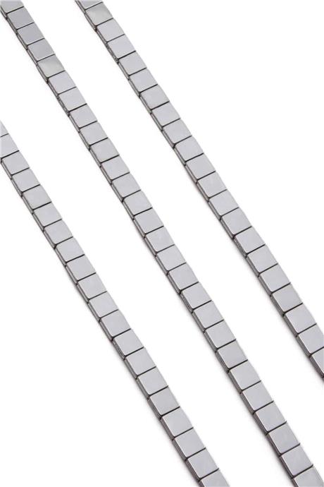 Hematit Taşı Yassı Kesim Parlak Gümüş 6x6mm Doğal Taş Dizi
