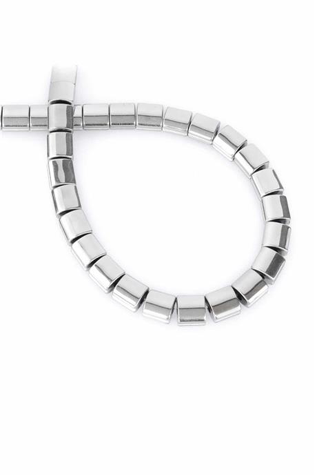 Hematite Natural Stone Shiny Cylinder Square Cut 7x7mm String Of Beads