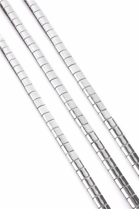 Hematite Natural Stone Shiny Cylinder Square Cut 7x7mm String Of Beads