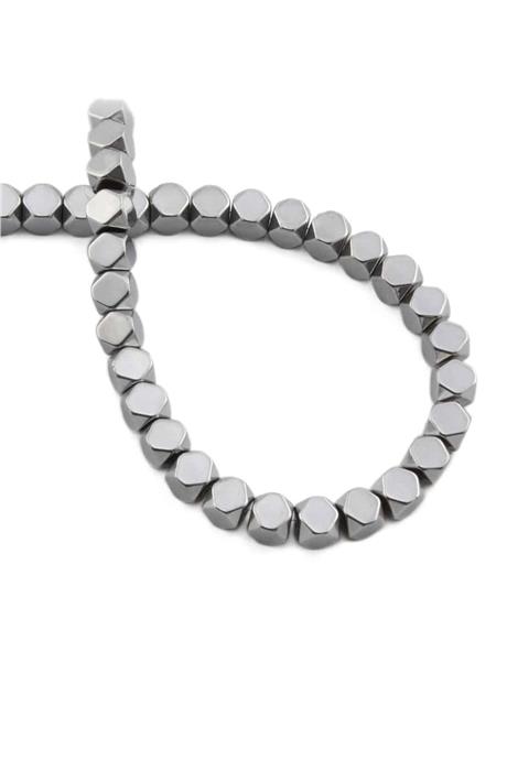 Hematite Natural Stone Shiny Cylinder Cube Cut 6x6mm String Of Beads