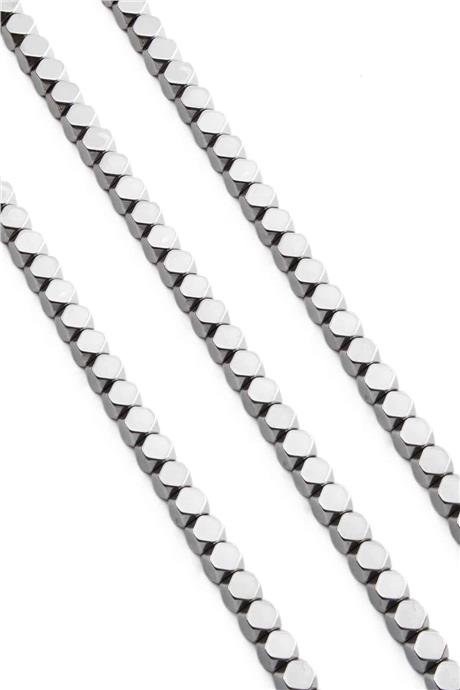 Hematite Natural Stone Shiny Cylinder Cube Cut 6x6mm String Of Beads