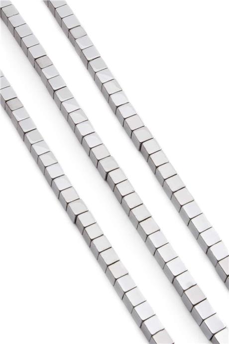 Hematit Taşı Küp Kesim Parlak Gümüş 6x6mm Doğal Taş Dizi