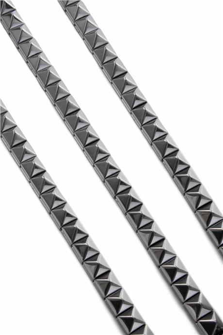 Hematit Taşı Kanallı Kesim Parlak Gümüş 8x8mm Doğal Taş Dizi