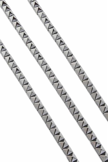 Hematit Taşı Kanallı Kesim Parlak Gümüş 6x6mm Doğal Taş Dizi
