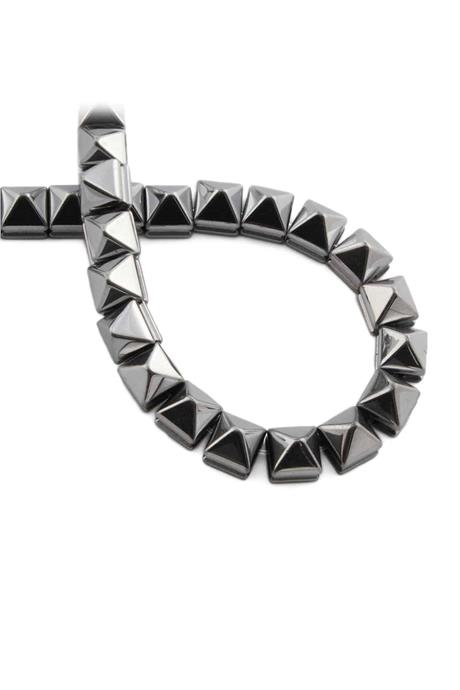 Hematit Taşı Kanallı Kesim Parlak Gümüş 8x8mm Doğal Taş Dizi