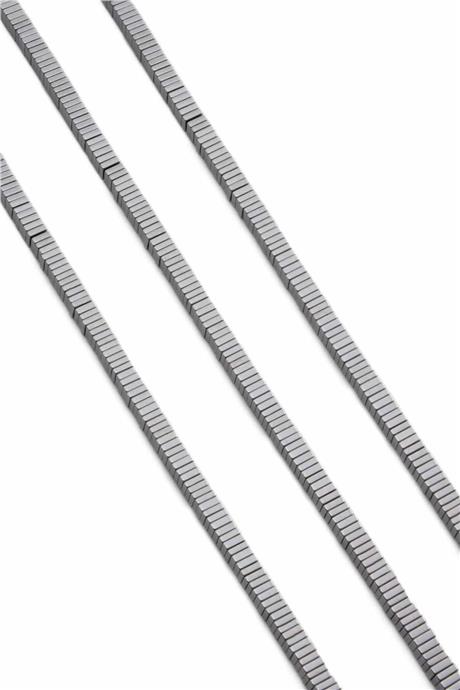 Hematit Taşı Kare Kesim Parlak Gümüş 4x1mm Doğal Taş Dizi