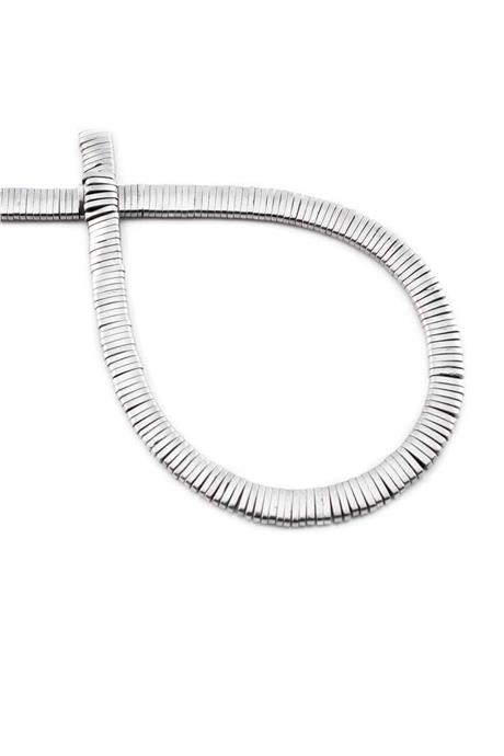 Hematit Doğal Taş Parlak Gümüş Rondela Kesim Çift Delikli 5x1mm Dizi