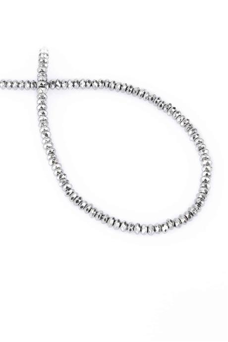 Hematit Doğal Taş Parlak Gümüş Rondela Kesim 4x2mm Dizi [AA]