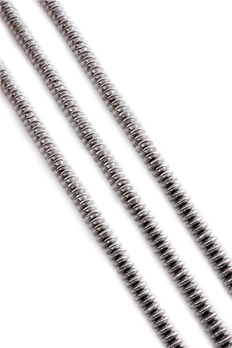 Hematite Natural Stone Shiny Cylinder Washer Cut 6x3mm String Of Beads