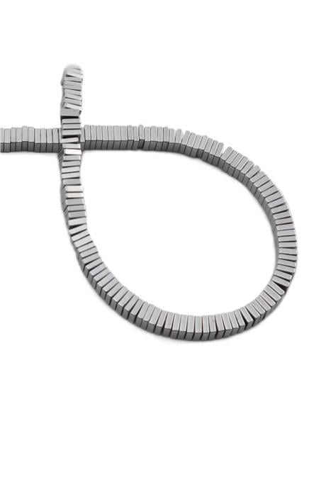 Hematit Taşı Kare Kesim Parlak Gümüş 4x1mm Doğal Taş Dizi