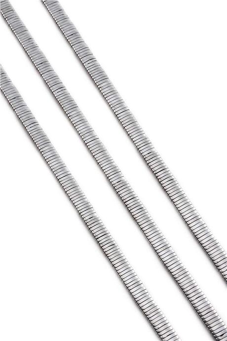 Hematit Doğal Taş Parlak Gümüş Rondela Kesim Çift Delikli 5x1mm Dizi