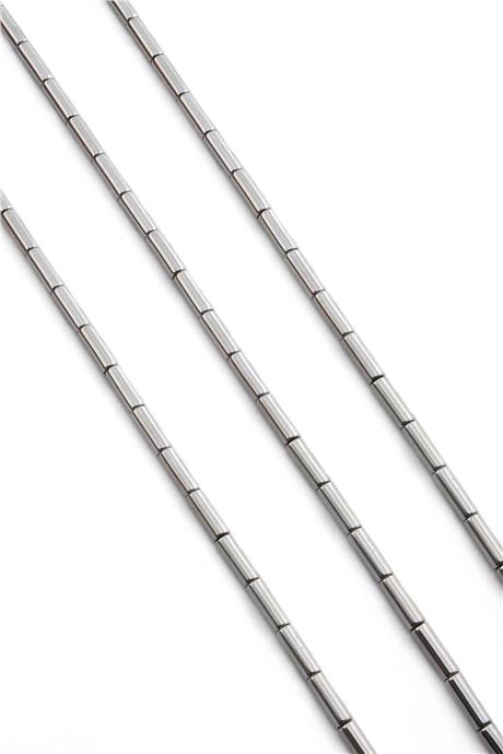 Hematite Natural Stone Shiny Cylinder Cylinder Cut 3x9mm String Of Beads