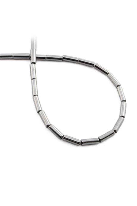 Hematite Natural Stone Shiny Cylinder Cylinder Cut 3x9mm String Of Beads