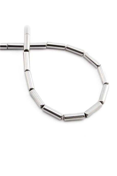 Hematite Natural Stone Shiny Cylinder Cylinder Cut 4x13mm String Of Beads