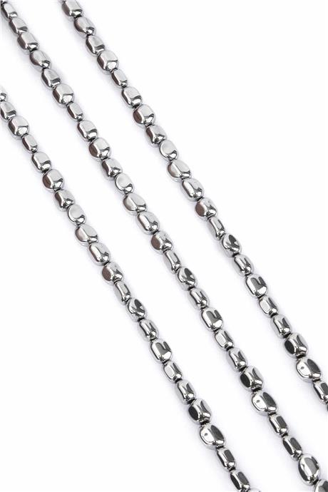 Hematite Natural Stone Shiny Cylinder Tumbler Cut 5x6mm String Of Beads
