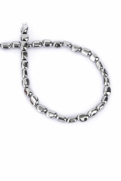 Hematite Natural Stone Shiny Cylinder Tumbler Cut 5x6mm String Of Beads