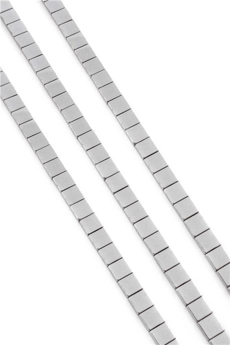 Hematit Taşı Yassı Kesim Parlak Gümüş 6x6mm Doğal Taş Dizi