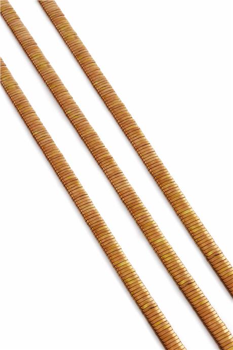 Hematit Doğal Taş Parlak Kahve Rondela Kesim Çift Delikli 5x1mm Dizi