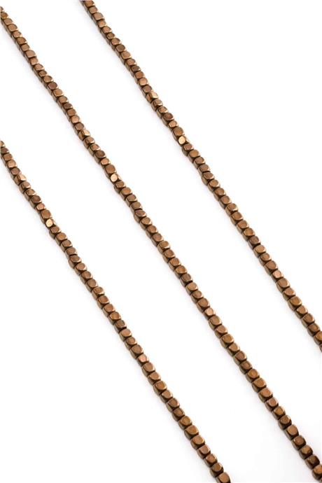 Hematite Natural Stone Shiny Brown 3x3mm String Of Beads