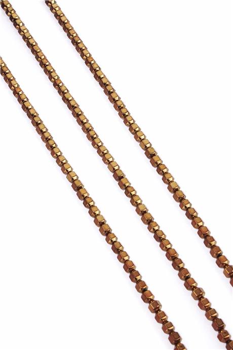 Hematit Taşı Özel Kesim Parlak Kahverengi 4x4mm Doğal Taş Dizi