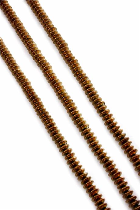 Hematit Taşı Rondela Kesim Parlak Kahverengi 6x3mm Doğal Taş Dizi