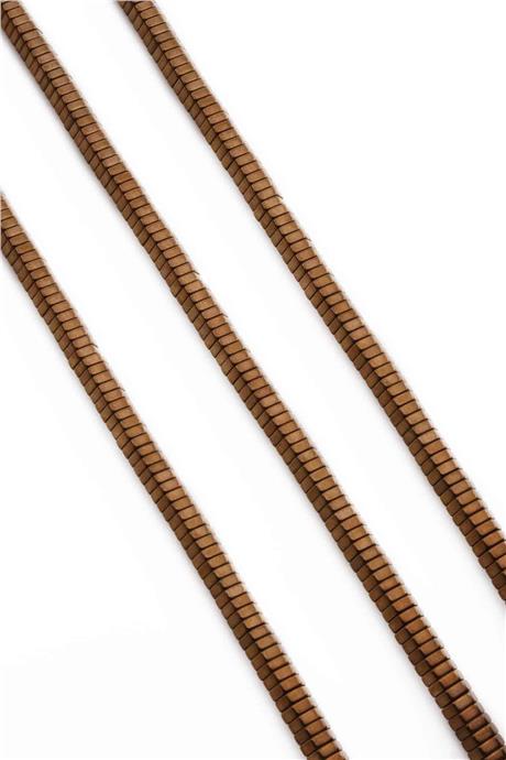 Hematite Natural Stone Shiny Brown Hexagon Cut 6x2mm String Of Beads